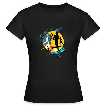 Running Sport Jogger Freizeitsport Geschenk Laufen - Frauen T-Shirt - Schwarz - Vorne - AI Model Female 172 dark (172cm)