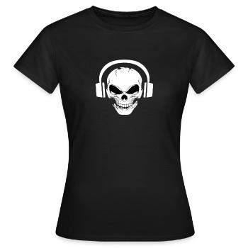 Sound Skull dj Kopfhörer Audio Musik Elektrofalle - Frauen T-Shirt - Schwarz - Vorne - AI Model Female 172 dark (172cm)