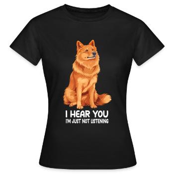Finnish Spitz - Frauen T-Shirt - Schwarz - Vorne - AI Model Female 172 dark (172cm)