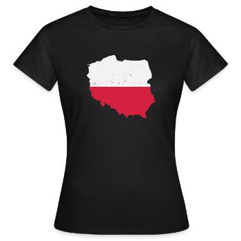 Carte géographique Drapeau Pologne T-Shirt Polska Cadeau - T-shirt Femme - noir - Devant - AI Model Female 172 dark (172cm)