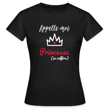 Appelle-moi princesse - T-shirt Femme - noir - Devant - AI Model Female 172 dark (172cm)