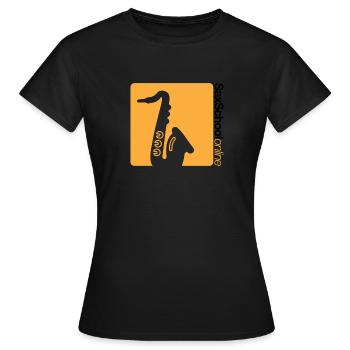 Sax School Online - Orange Sax - Women's T-Shirt - black - Front - AI Model Female 172 dark (172cm)