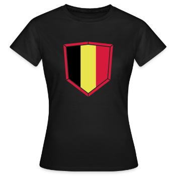 Belgique Belgique Texte Drapeau Cool Football Fan Fun - T-shirt Femme - noir - Devant - AI Model Female 172 dark (172cm)