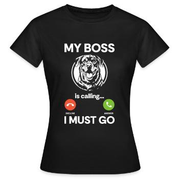Chien de combat amoureux Rottie - T-shirt Femme - noir - Devant - AI Model Female 172 dark (172cm)
