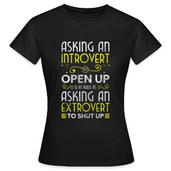Introvertiert Mensch Allein Alleinstehend - Frauen T-Shirt - Schwarz - Vorne - AI Model Female 172 dark (172cm)