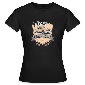 Voitures classiques - J'aime les voitures classiques, les voitures - T-shirt Femme - noir - Devant - AI Model Female 172 dark (172cm)