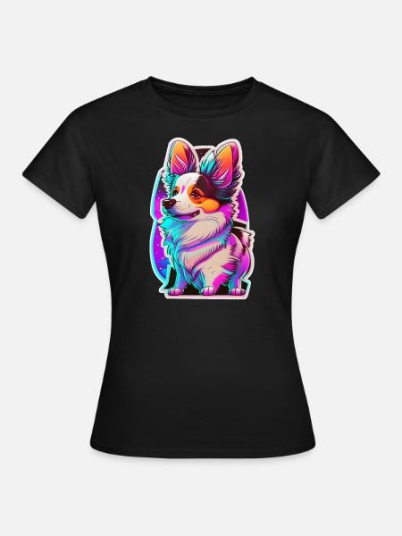 Kleiner Hund und Neonlicht - Frauen T-Shirt - Schwarz