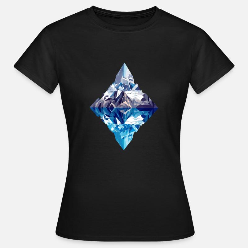 Low Poly Mountain Abstract with Reflection in Water - Women's T-Shirt - black