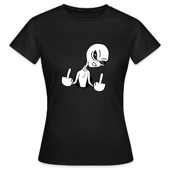 loch beleidigen wichser mittelfinger fuck you off - Frauen T-Shirt - Schwarz - Vorne - AI Model Female 172 dark (172cm)
