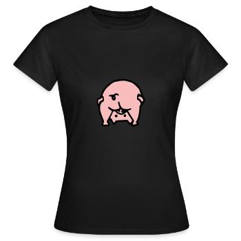 Kiss my ass Schweinchen rosa Geschenk - Frauen T-Shirt - Schwarz - Vorne - AI Model Female 172 dark (172cm)