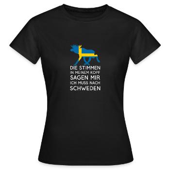 Je dois aller en Suède - les voix dans la tête - T-shirt Femme - noir - Devant - AI Model Female 172 dark (172cm)