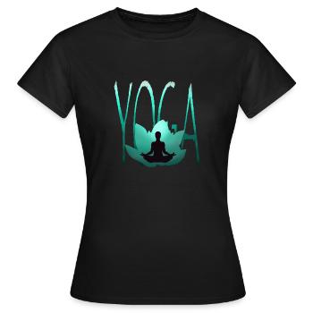 yoga meditation lotus lotusblüte - Frauen T-Shirt - Schwarz - Vorne - AI Model Female 172 dark (172cm)