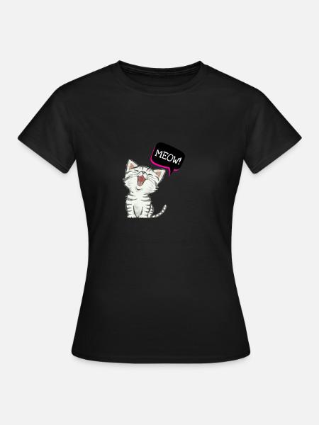 Katze meow - Frauen T-Shirt - Schwarz