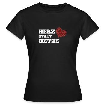 Herz statt Hetze gegen Nazis Geschenk - Frauen T-Shirt - Schwarz - Vorne - AI Model Female 172 dark (172cm)