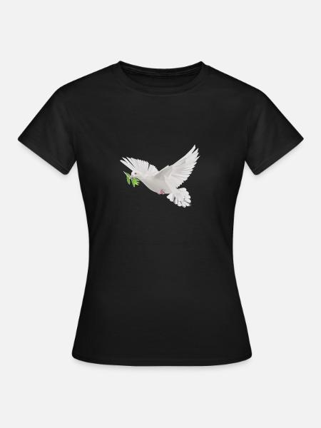 Taube Frieden Polygon - Frauen T-Shirt - Schwarz
