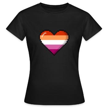 Lesbenstolz 8Bit Pixel Herz - Frauen T-Shirt - Schwarz - Vorne - AI Model Female 172 dark (172cm)