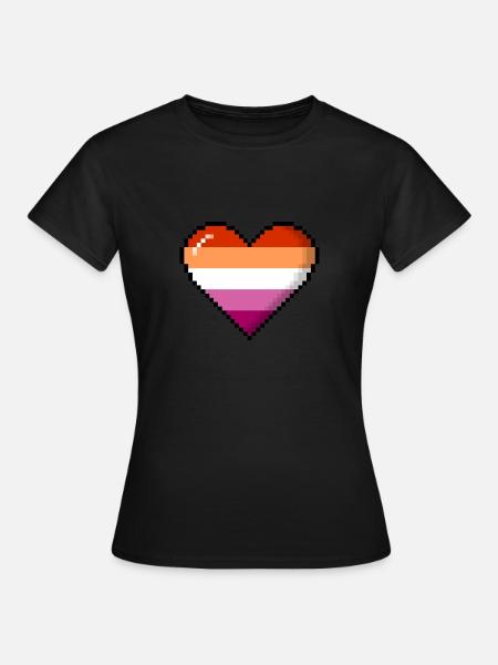 Lesbenstolz 8Bit Pixel Herz - Frauen T-Shirt - Schwarz