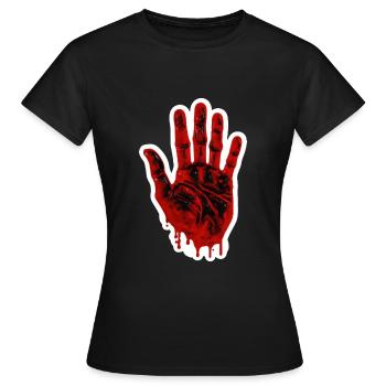 Empreinte de main sanglante d’Halloween - T-shirt Femme - noir - Devant - AI Model Female 172 dark (172cm)