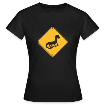 note caution warning caution shield silhouette - Women's T-Shirt - black - Front - AI Model Female 172 dark (172cm)