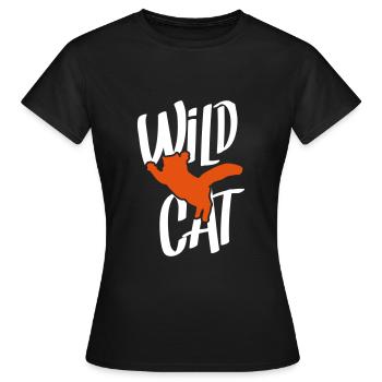 cat silhouette wild cat - Women's T-Shirt - black - Front - AI Model Female 172 dark (172cm)
