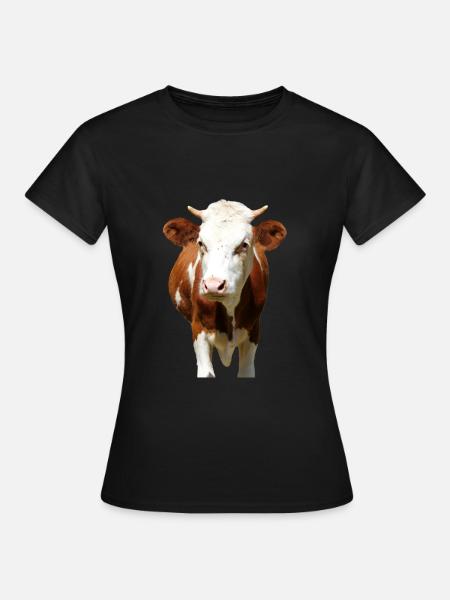 Kuh Kuhkopf - Frauen T-Shirt - Schwarz