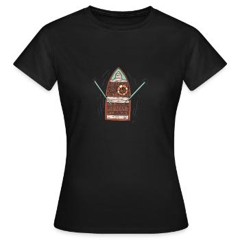 Boot - Frauen T-Shirt - Schwarz - Vorne - AI Model Female 172 dark (172cm)