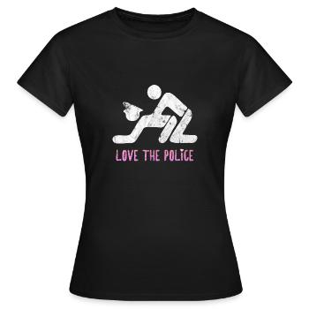 Liebe die Polizei - Frauen T-Shirt - Schwarz - Vorne - AI Model Female 172 dark (172cm)