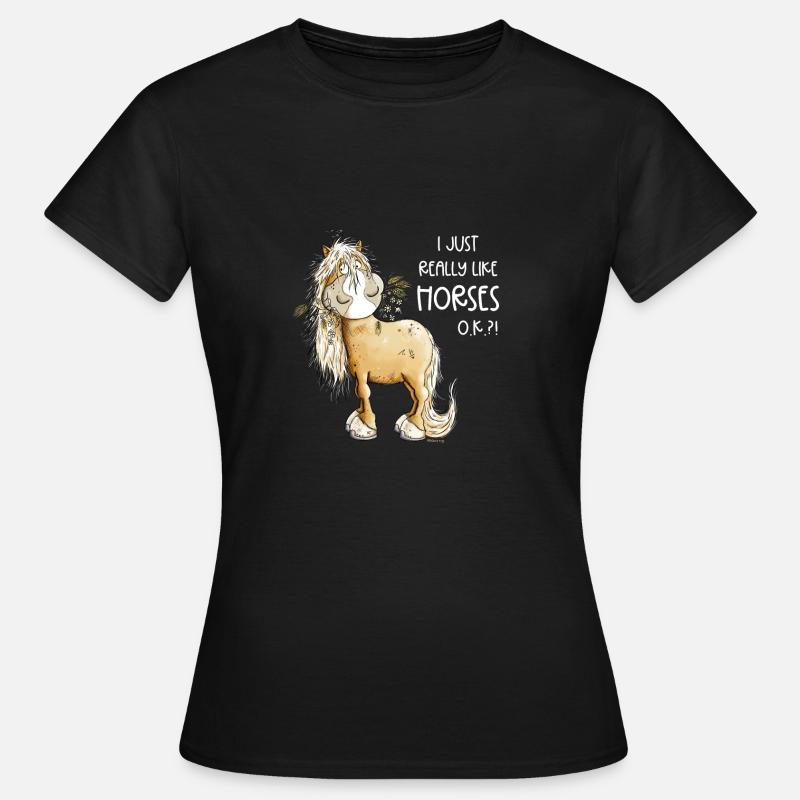 Drolliges Pferde I Pferdemotiv Mit Pferde Spruch - Frauen T-Shirt - Schwarz
