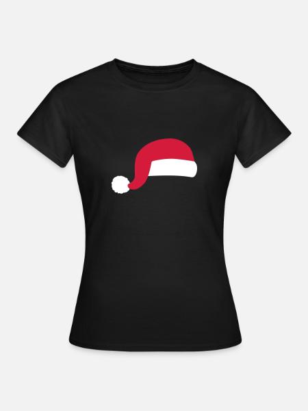 Weihnachtsmann Mütze - Frauen T-Shirt - Schwarz