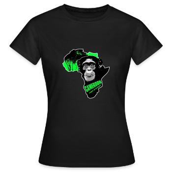 Cameroun - Chimpanzés - T-shirt Femme - noir - Devant - AI Model Female 172 dark (172cm)