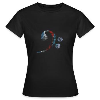 Bassschlüssel, Bass Clef vintage distressed - Frauen T-Shirt - Schwarz - Vorne - AI Model Female 172 dark (172cm)