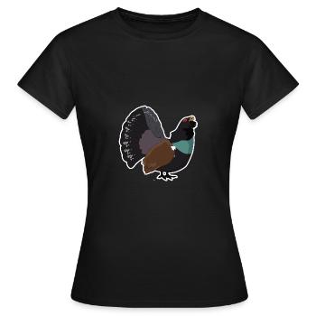 Auerhahn Motiv Wald Hahn - Frauen T-Shirt - Schwarz - Vorne - AI Model Female 172 dark (172cm)