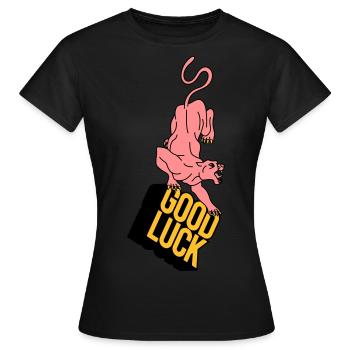 GOOD LUCK | Retro | Vintage | Design - Frauen T-Shirt - Schwarz - Vorne - AI Model Female 172 dark (172cm)