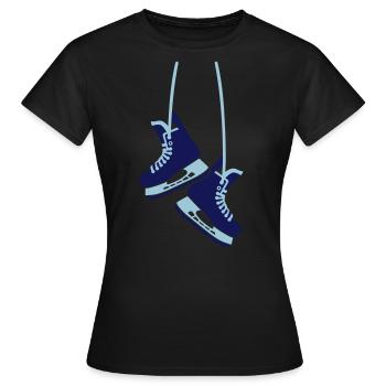 Schlittschuhe - Frauen T-Shirt - Schwarz - Vorne - AI Model Female 172 dark (172cm)