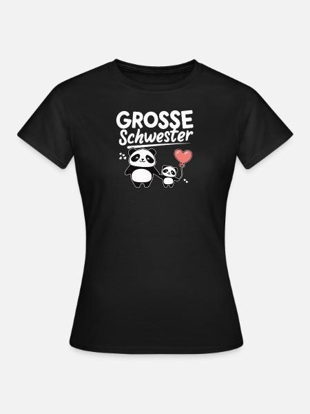 Große Schwester Panda Geschenk Schwangerschaft - Frauen T-Shirt - Schwarz