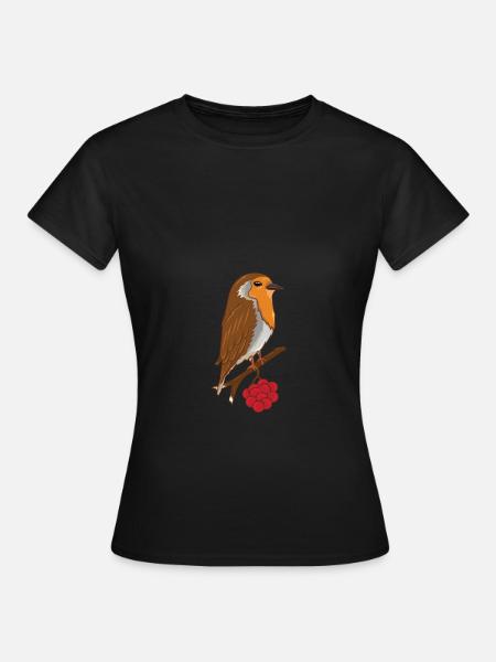 Rotkehlchen Baum Vögel Vogel Tier Geschenk - Frauen T-Shirt - Schwarz