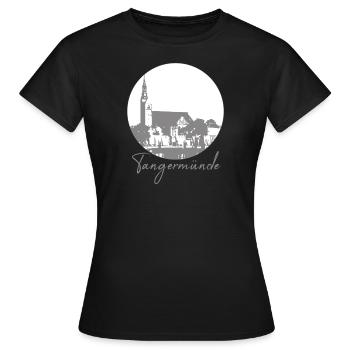 Tangermünde,kreis,altstadt,kreis,skyline - Frauen T-Shirt - Schwarz - Vorne - AI Model Female 172 dark (172cm)