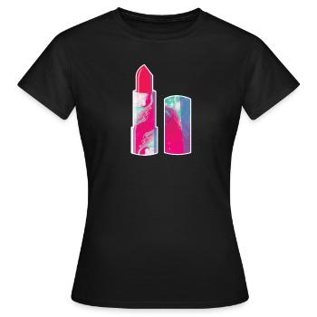 rouge à lèvres - T-shirt Femme - noir - Devant - AI Model Female 172 dark (172cm)