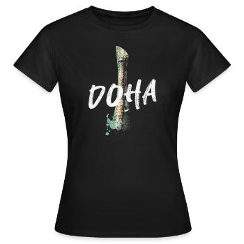 "Illustration détail Stade Sheikh Khalifa, Doha - T-shirt Femme - noir - Devant - AI Model Female 172 dark (172cm)