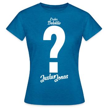 Die Drei ??? Justus Jonas Kostüm - Frauen T-Shirt - Antikblaues Saphir meliert - Vorne - AI Model Female 172 dark (172cm)