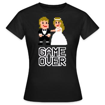 Game Over Pixel Held - Braut & Bräutiam - JGA - Frauen T-Shirt - Schwarz - Vorne - AI Model Female 172 dark (172cm)