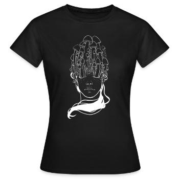 Magic Mushroom Head - T-shirt Femme - noir - Devant - AI Model Female 172 dark (172cm)