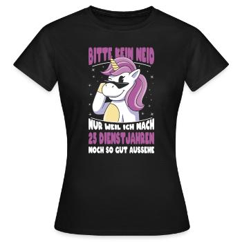 25 Jahre Im Dienst 25 Jähriges Dienstjubiläum - Frauen T-Shirt - Schwarz - Vorne - AI Model Female 172 dark (172cm)