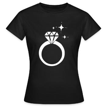 Bague diamant - T-shirt Femme - noir - Devant - AI Model Female 172 dark (172cm)