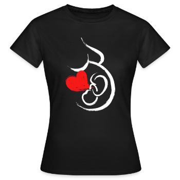 Grossesse Bébé Coeur Bébé Ventre Grossesse - T-shirt Femme - noir - Devant - AI Model Female 172 dark (172cm)