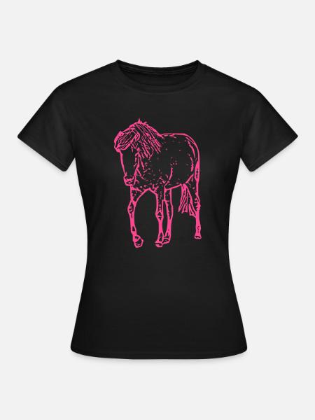 Pferd rosa pink - Dame-T-shirt - sort