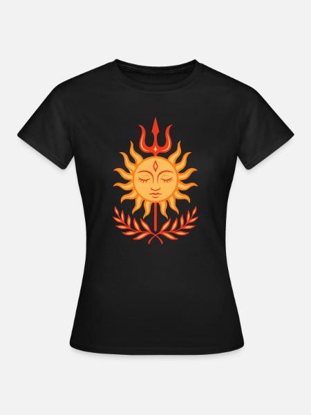 Mittsommer Sonne & Trishula - Frauen T-Shirt - Schwarz