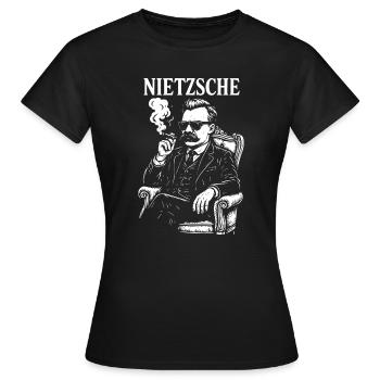 Nietzsche fumant un cigare en tant que gourou de la mafia - T-shirt Femme - noir - Devant - AI Model Female 172 dark (172cm)