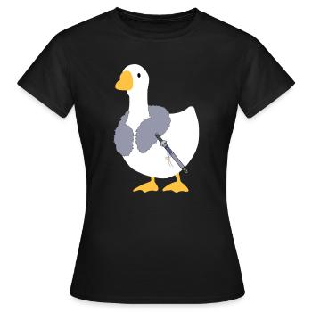 Wo sich Winde treffen – Chinesische Gans – Brunnen des Himmels - Frauen T-Shirt - Schwarz - Vorne - AI Model Female 172 dark (172cm)