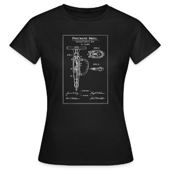 Brevet de plan de perceuse pneumatique - T-shirt Femme - noir - Devant - AI Model Female 172 dark (172cm)